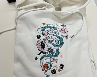 Embroidered Sprites Anime Crewneck Sweatshirt, Haku Anime Embroidery Shirt, Anime Hoodie, Gift For Anime Fans