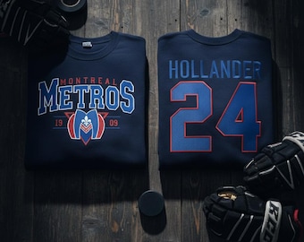 Sweat-shirt ras du cou brodé vintage des métros de Montréal, chemise Hollander 24, sweat à capuche de hockey chauffant métros de Montréal, cadeau pour fan de hockey LGBT