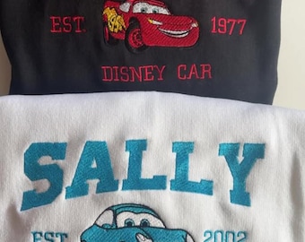 Disney Cars McQueen and Sally Embroidered Sweatshirt, Lightning McQueen, Disney Couple Shirt, Disneyland Vacation, Couple Matching Tee