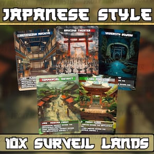 Surveil Lands Japanese Style Full-Art Magic Proxy Lands: EDH/CEDH Set of 10