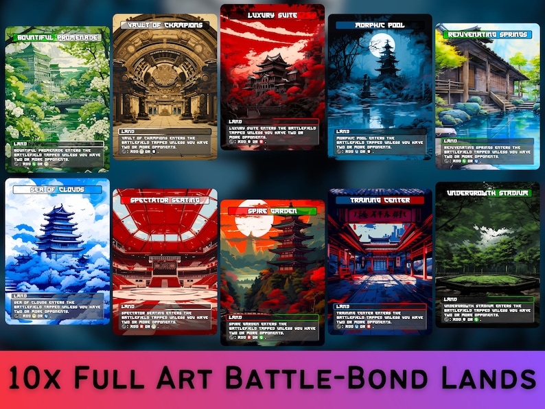 Battlebond Lands - Japanese Style Bond Lands Set of 10 - Unique Full ...
