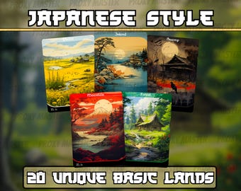 Japanese Feudal Basic Lands Series - Basic lands set of 20 - Unique Full-art Custom Land proxies - High Quality Basic Lands for all formats!