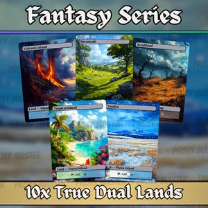 True Dual Lands - Fantasy Dual Lands set van 10 - Unieke full-art custom magische proxy's - Landen van hoge kwaliteit voor je favoriete decks!