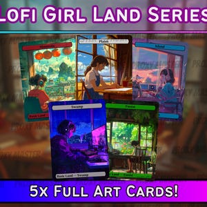 Lo-Fi Anime Girl Magic Basic Lands: Full-Art Custom EDH/CEDH Gift