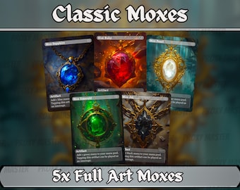 Mox Set - Magic Proxy - Pearl Sapphire Jet Ruby Emerald - Unique Full-art Custom proxies- High Quality Cards for your Edh and Cedh Decks!