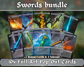 Zestaw Commander Swords Staples – zestaw 10 kart + 1 karta Miecza Artefaktu + talerz dowódcy! – Karty proxy z pełną grafiką do Twojej ulubionej talii