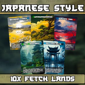 Japanese Fetch Lands Set: Custom Full-Art Magic Proxies for EDH/CEDH