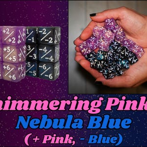 Magic TCG, Counter Dice + / - , Pink & Blue Galaxy Theme, perfect for any magic the gather deck! Edh, Cedh Magic Deck! Great gift for nerds!