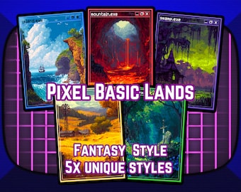 Pixel Fantasy Basic Lands Magic - Basic lands set of 20 - Pixel Art - 8bit - Proxy - High Quality Basic Lands for all formats!