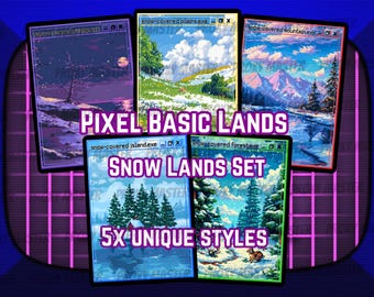 Snow Pixel Basic Lands Magic - Basic Snow-Lands set of 20 - Pixel Art - 8bit - Proxy - High Quality Basic Lands for all formats!