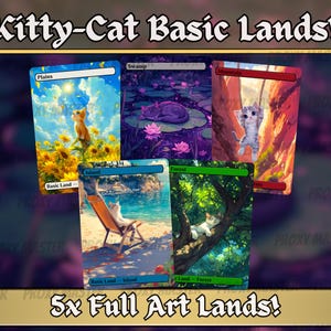 Kitty Cat Full-Art Basic Lands: Custom Magic Proxies