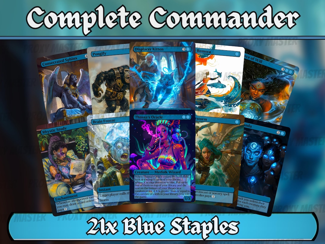 Blue Commander Staples Complete Bundle - Set of 20 + 1 Blue Cards! - 21 ...