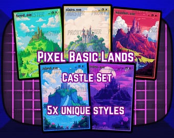 Pixel Basic Lands Magic - Basic lands set of 20 - Pixel Art - 8bit - Proxy - High Quality Basic Lands for all formats!