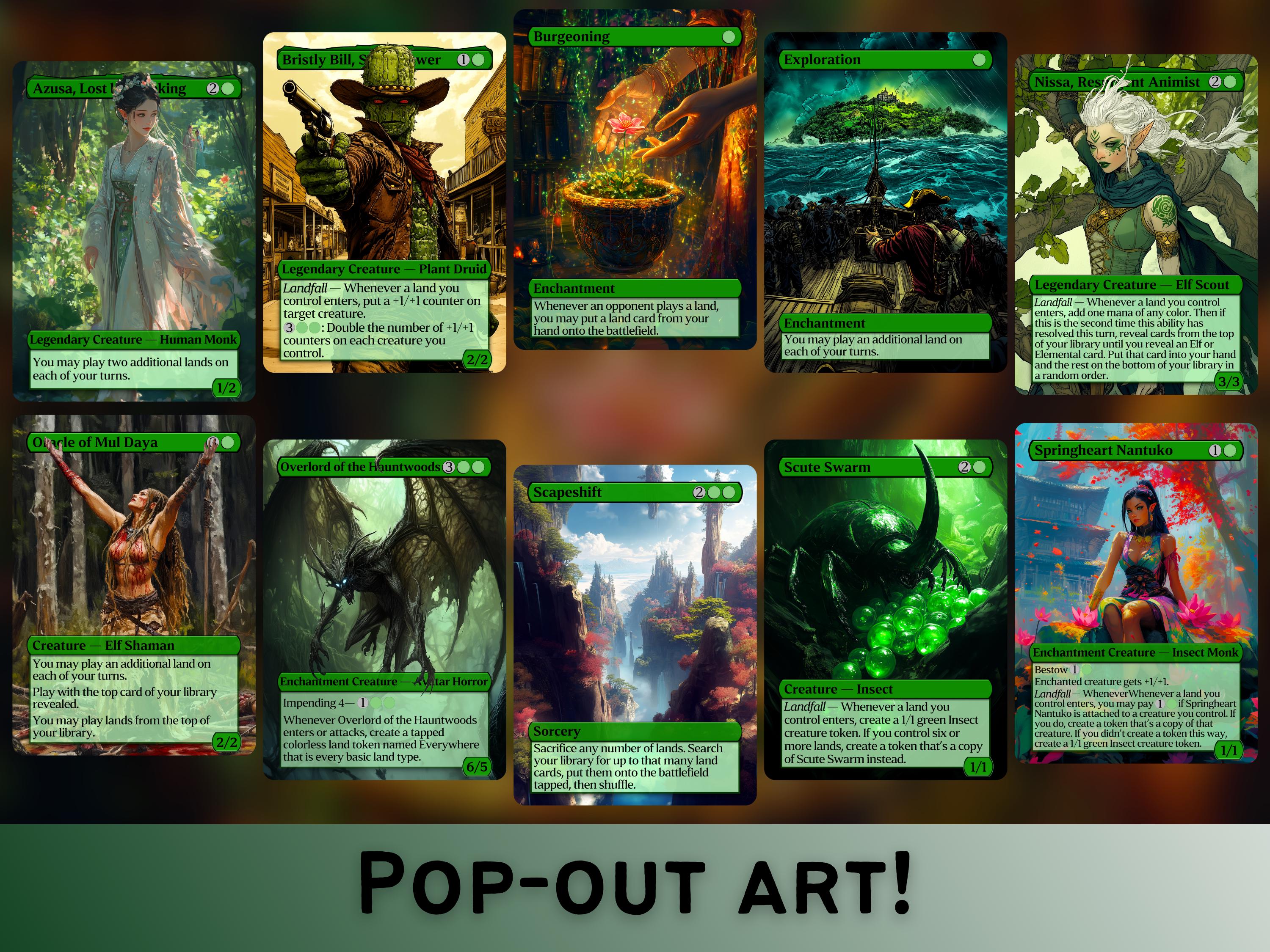 Landfall Insect Cards Magic Landfall Bundle - Green Commander Upgrade Pack - Set of 10 + 1 Cards ...
