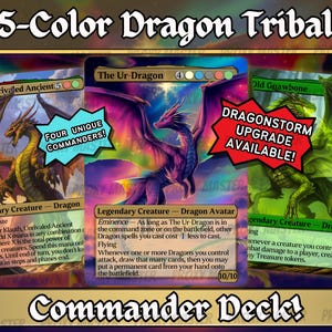 Ur-Dragon Tribal Commander Deck - 4 Possible Commanders - 5 Colors - Tokens Included - Dragonstorm Upgrade Bundle - 110 card EDH Deck
