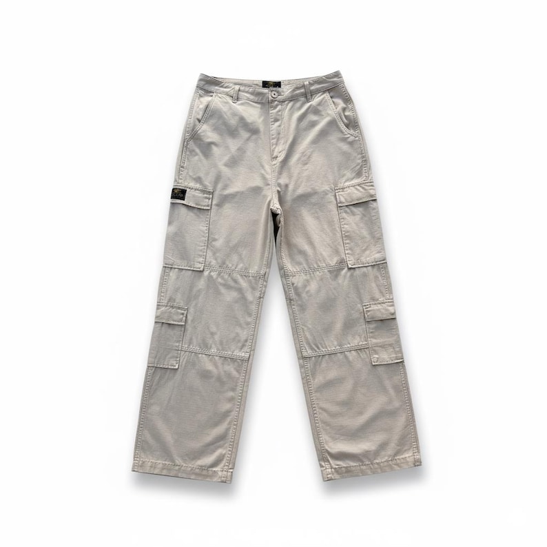 Corteiz Beige Cargobyxor, Minimalistiska Streetwearbyxor, Y2K Utilitybyxor, Raka Taktiska Byxor bild 1