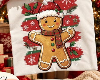 Striped Gingerbread PNG, Christmas PNG, Plaid Holiday PNG, Retro Christmas shirt sublimation designs digital download