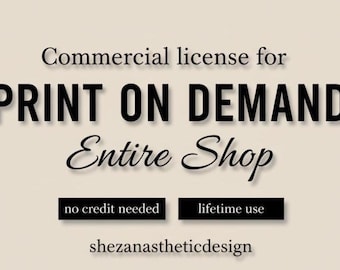 ShezanAAestheticDesign Kommerzielle Lizenz für alle Designs, Lizenz für den persönlichen Gebrauch für digitale Downloads, Print-on-Demand-Lizenz, unbegrenzte Lizenz