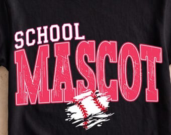 Custom baseball mascot high school team spirit wear Png sublimation design, Distressed varsity retro Game Day Baseball Png