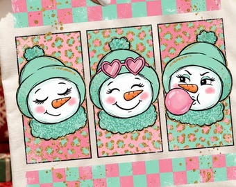 Colorful Leopard Glitter Snowman Png,  Christmas Png, Preppy Brushstroke Christmas Snowman PNG,  Holiday Png, (Digital Download)