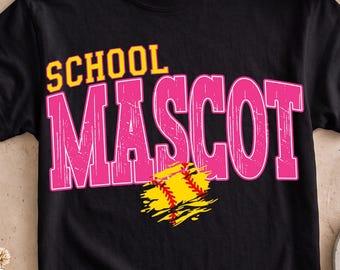 Custom softball mascot high school team spirit wear PNG, Game Day Softball PNG, Checkered Softball Sublimation