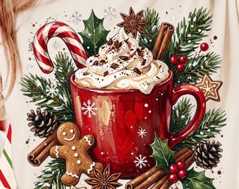 Gingerbread PNG, Christmas Tree Png, Trendy Christmas Wreath Png, Retro Christmas shirt sublimation designs digital download