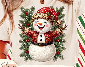 Retro Snowman Png,  Christmas Tree Wreath Design, Trendy Holiday PNG, Holiday Png, Snowman Sublimation Design (Digital Download)