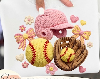Faux yarn  Softball Coquette Png, Floral Softball Bow Png, Softball Mama Png, faux yarn png, Game Day Softball PNG, softball Mom Png