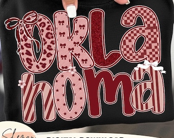 Oklahoma PNG,ok png,oklahoma checkered leopard png,oklahoma shirt png,usa state png,oklahoma red coquette bow,oklahoma fan gift,Game Day Png