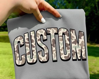 Custom Camo PNG, Camouflage Text PNG, Editable Word Design, Personalized Camouflage Letters, Hunting Season Sublimation, Digital Download