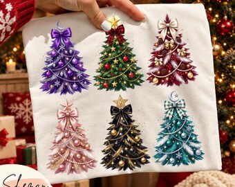 Christmas Tree PNG, Preppy Christmas Bow Png,  Elegant Holiday Graphics, Christmas Tree Sublimation, Christmas Shirt Design