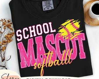 Custom softball mascot high school team spirit wear PNG, Game Day Softball PNG, Checkered Softball Sublimation