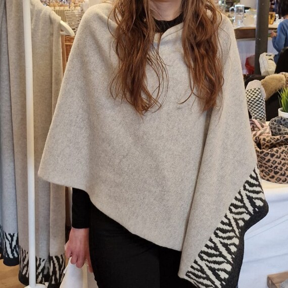 Zebra knitted poncho
