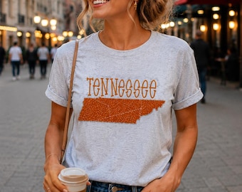 Quilted Embroidered Tennessee Graphic Shirt, Tennessee State Shirt, Southern Graphic Tee, Tennessee Pride Shirt, Gift for Tennessee Lover