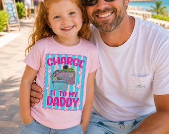 T-shirt pour petite fille, portefeuille « Fille à papa », t-shirt graphique, tenue de vacances