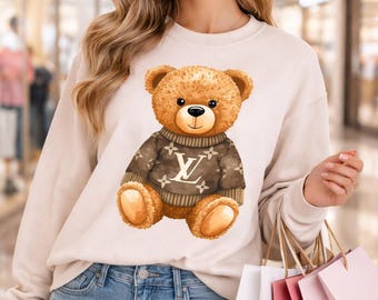 Teddy Bear Shirt, Designer Inspired Bear Tee, Cute Aesthetic Shirt, Trendy Boutique Top, Cozy Graphic Shirt, Gift for Her