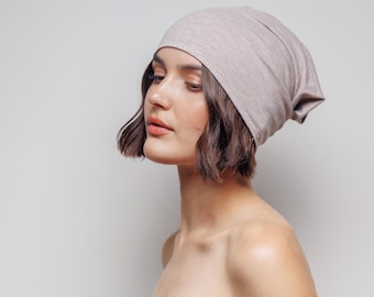 Cotton beanie hat. Alopecia cap. Slouchy beanie. Size S-M.