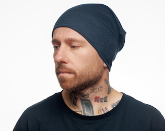 Linen Slouchy Beanie, Italian Jersey thin Cap, Unisex