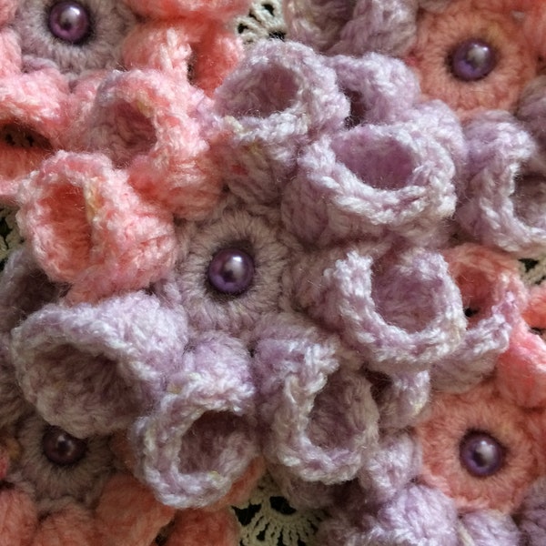 Haak 5 Flowers.Handmade Flowers Applications.Crochet Verfraaide Bloemen.Knit Craft Supplies.Knit Flowers Art.
