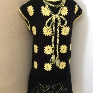 Sleeveles Summer Top.Crochet Boho Dress.Granny Square Tunic.Women Tank Top.Beach Cover.Hippie Women.Lacy Long Top.Knit Vest.Autumn Fashion.