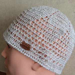Crochet Short Beanie Hat.Mesh Kufi Skull Cap.Linen Chemo Hat.Lace Summer Hat.Handmade Large Men Hat.Beach Men&#39;s Cap Kufi.Docker Skull Kufi.