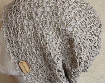 Crochet Summer Hat.Crochet Spring Hat for Lady.Handmade Women's Beanie Slouchy Hat.Crochet Mesh Hat.Skull Knit Linen Cap.Crochet Accessory.