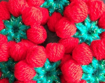 Crochet 6 Flowers.Handmade Flowers Applications.Crochet Embellished Flowers.Knit Craft Supplies.Knit Flowers Art.Knitted Flowers.