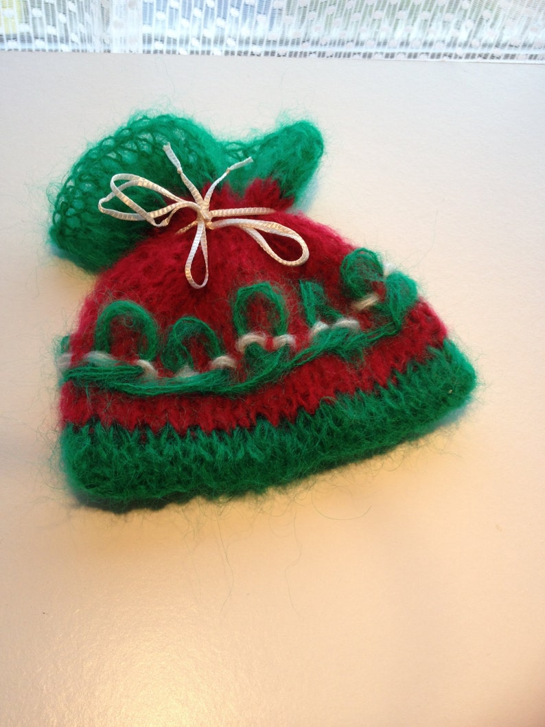 Gift bags Set of 3..Hand knitted gift bags.Christmas Gift Bags.