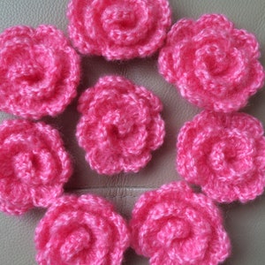 Crochet 8 Flowers.Knitted Flowers.Hand made Flowers Applications.Crochet Embellished Flowers.Crochet Craft Supplies.Crochet Flowers Art.