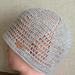 Crochet Summer Hat.Men&#39;s-Women&#39;s Short Beanie Cap.Knit Kufi Skull Cap.Crochet Lace Chemo Hat.Knit Organic Linen Large Mesh Beach Docker Cap.