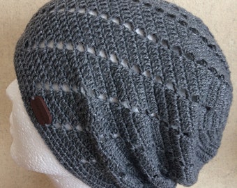 Crochet Summer Beanie Hat.Women's Slouchy Beanie Hat.Men's Beanie Hat.Knit CASHMERE Boho Beanie.Crochet Ladies Hat for All Seasons.Mesh Hat.