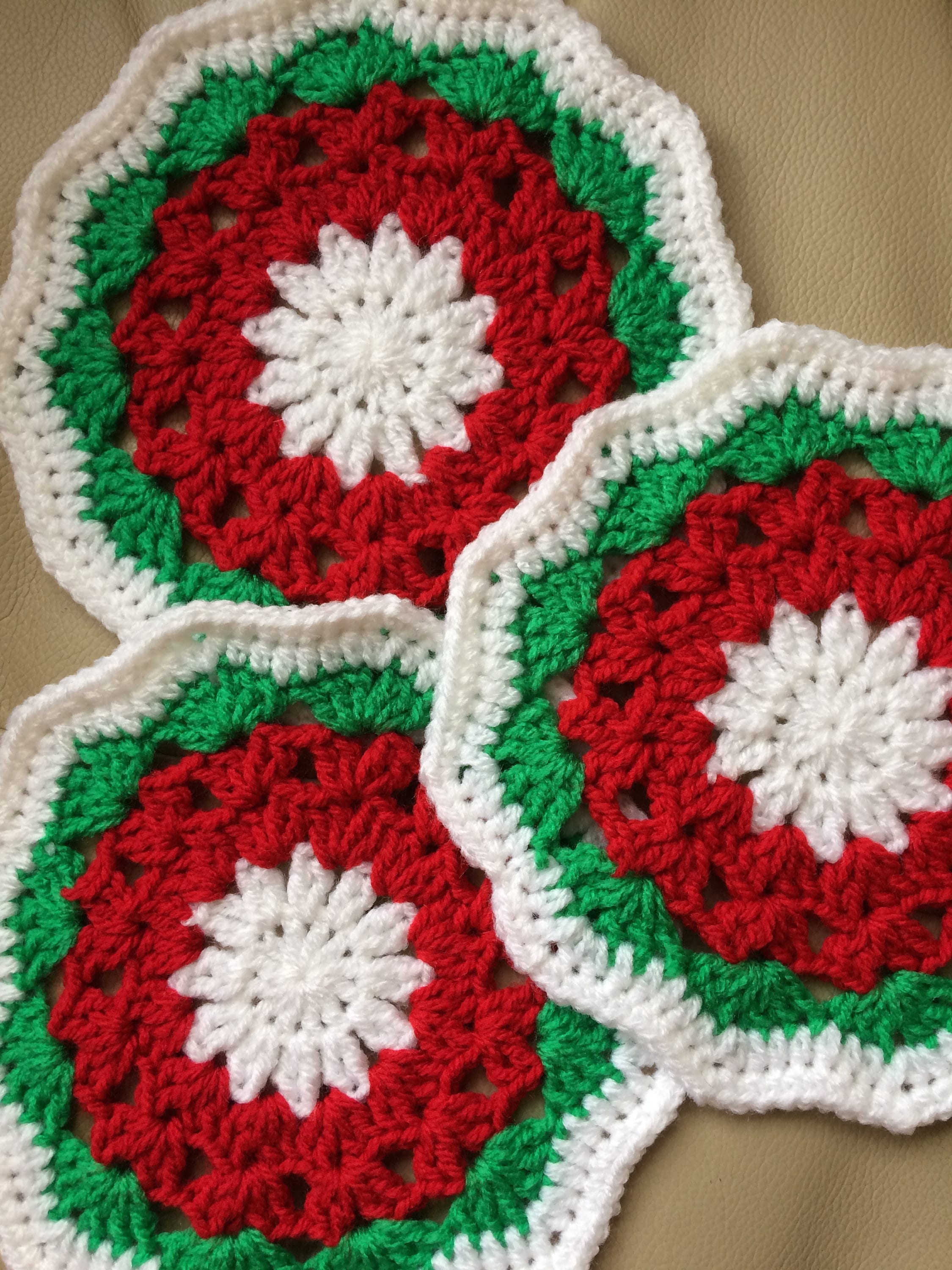 3 pot holders crocheted coaster Linens Home & Living