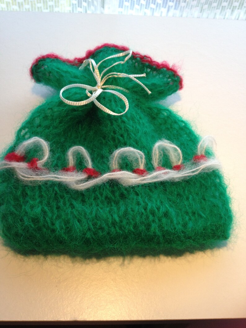 Gift bags Set of 3..Hand knitted gift bags.Christmas Gift Bags.