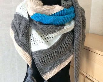 Knitted Shawl.Hand Knitted Wrap.Knitted Scarf.Knit Neck Warmer.Knit Women's Accessories.Knit Multi Colour Shawl.Knitted Fantasy Shawl.